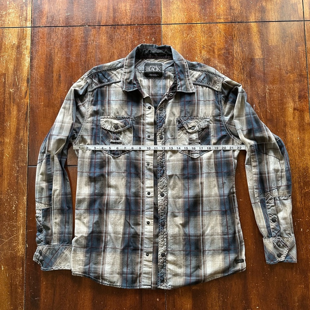 Buckle black Plaid Button-Up Shirt